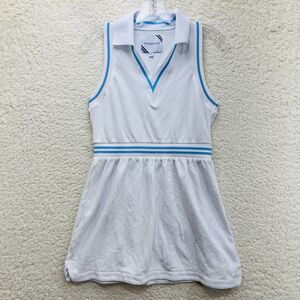 Addison Bay Sleeveless Tennis Dress White Blue Trim Athletic Polo Style Size S